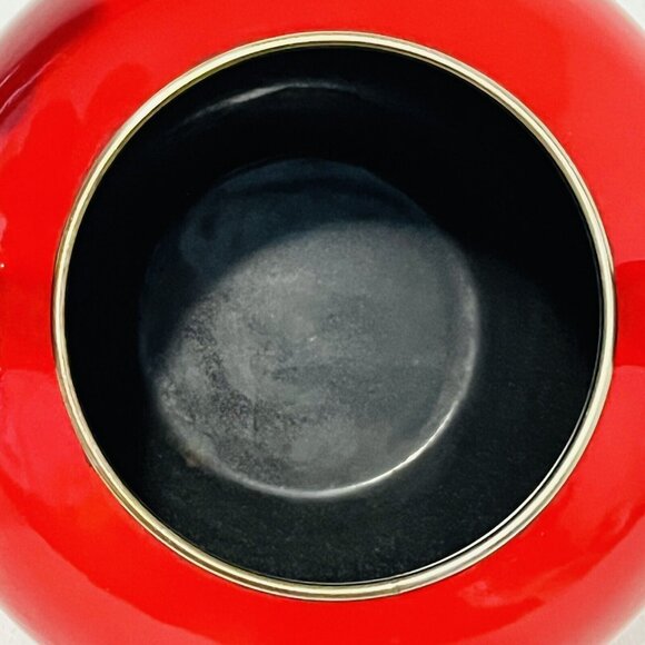 Kitchen Concepts Kettle Apple Shaped Brass Handle Bright Red Enamel - Picture 7 of 8